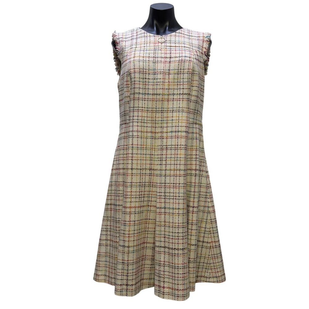 Akris Punto Tweed Dress Ivory Multi Size 10